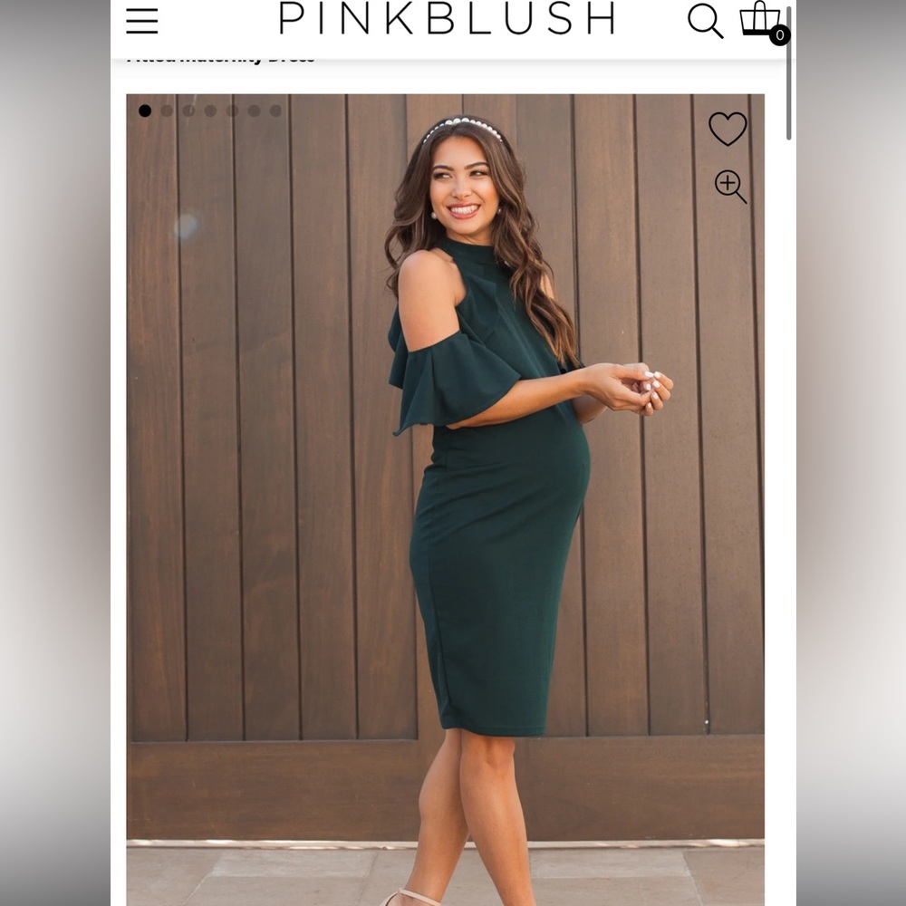 Pink blush wedding guest maternity dress